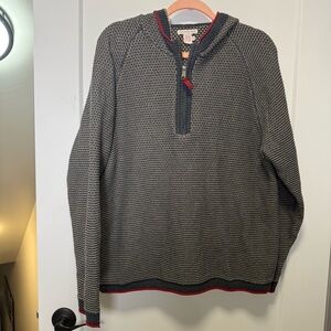 Carbon2Cobalt Bark Oslo Textured Knit Hoodie Sweater 1/4‎ Zip Men Pullover XL